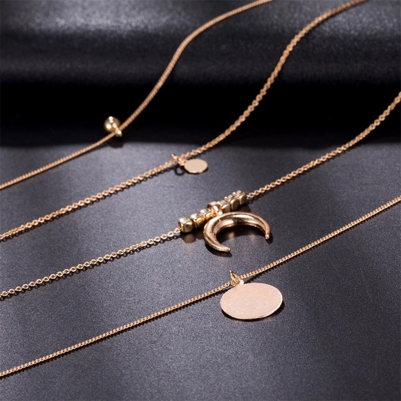Last Half Moon Multi Layer Dainty Necklace - Picture 4 of 4